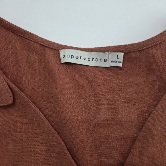 Paper Crane Shoulder Tie Linen Top - Picture 2 of 6